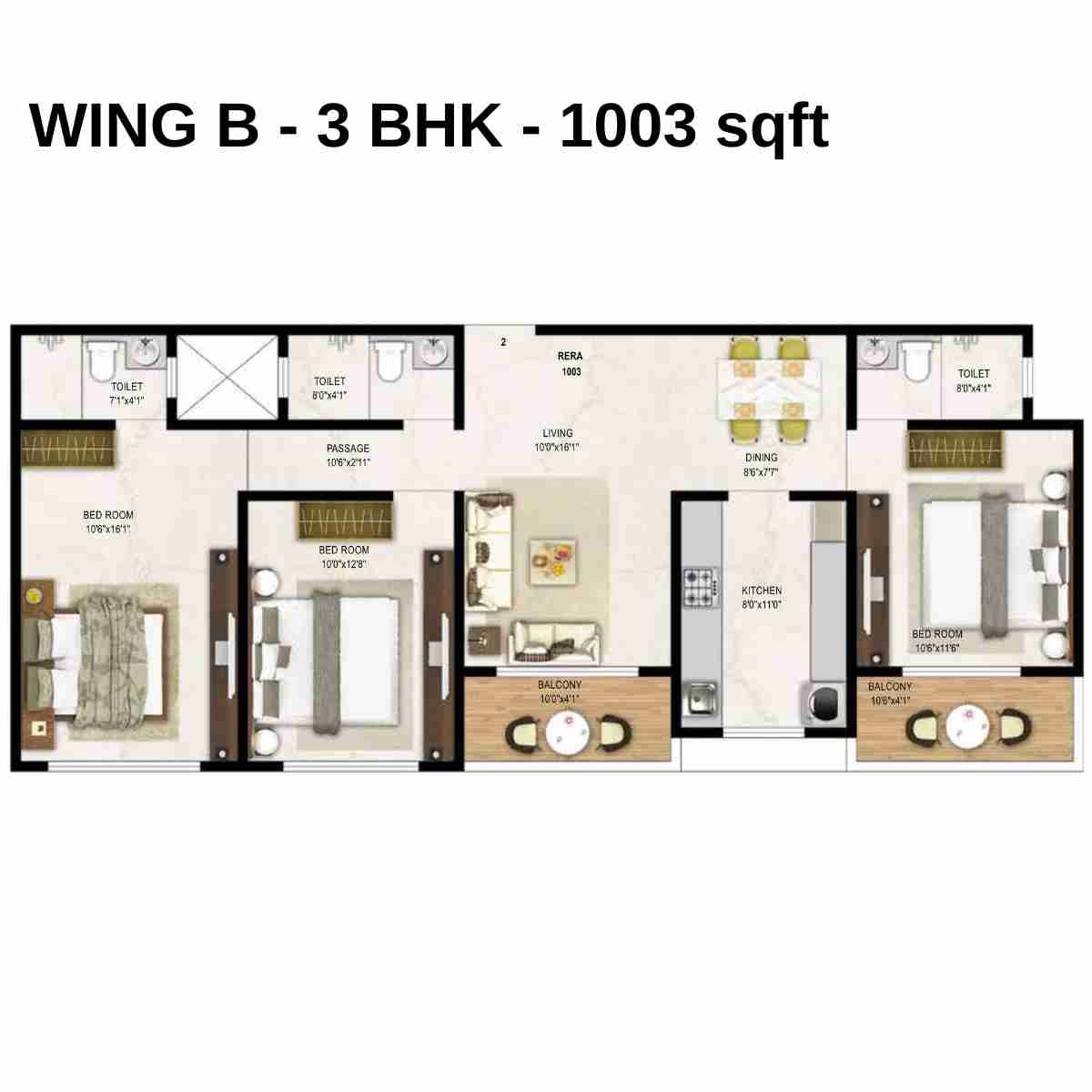 Ambit-Vista-Floor-Plan-Wing-B-3-BHK-1003-sqft